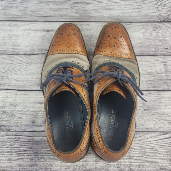 Justin Reece England Smith Casual Brogue Smarts In Brown Size EU 40 US 7 - Picture 5 of 16